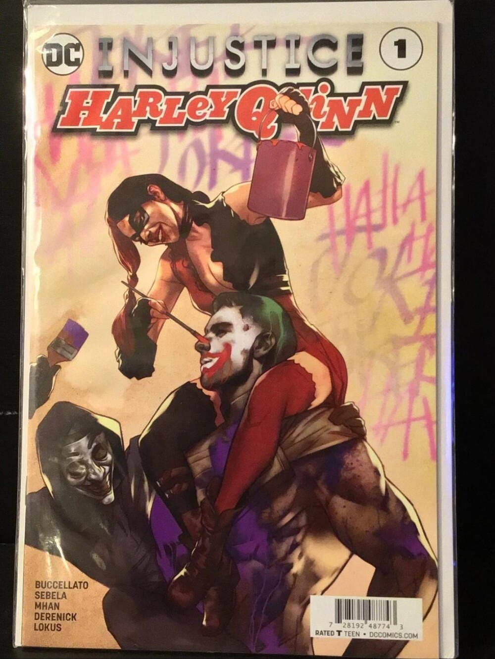 DC Harley Quinn vs. Joker Comic Cover - Red, Purple, Green